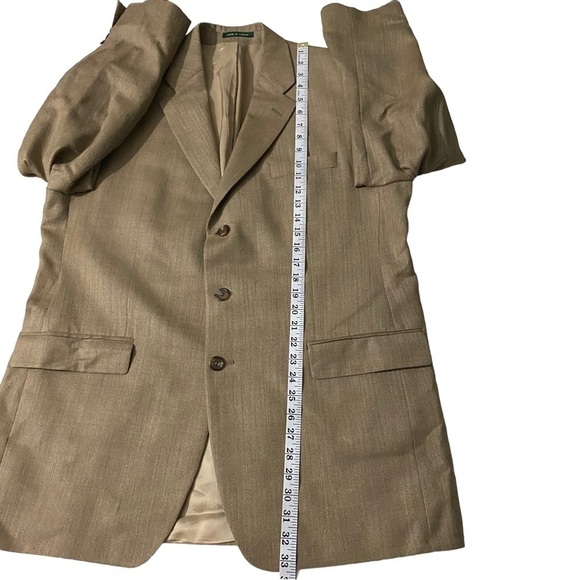 Ralph Lauren Canada Beige 3-Button Silk Wool Blend Suit Jacket Men’s Blazer 44L - Picture 9 of 14